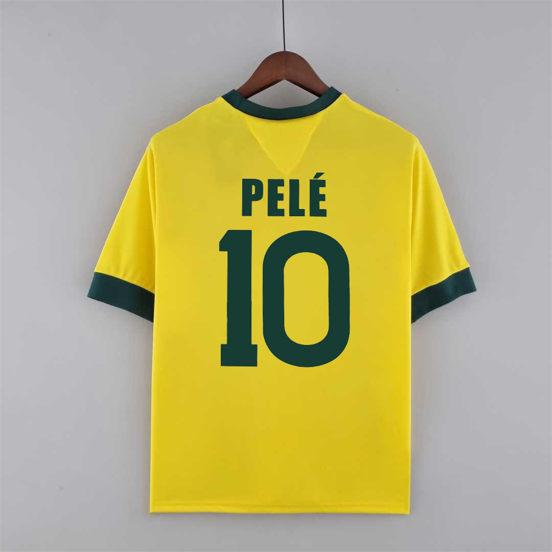 Retro 1970 Brazil Home Jersey 10#Pelé Commemorate The King Of Football