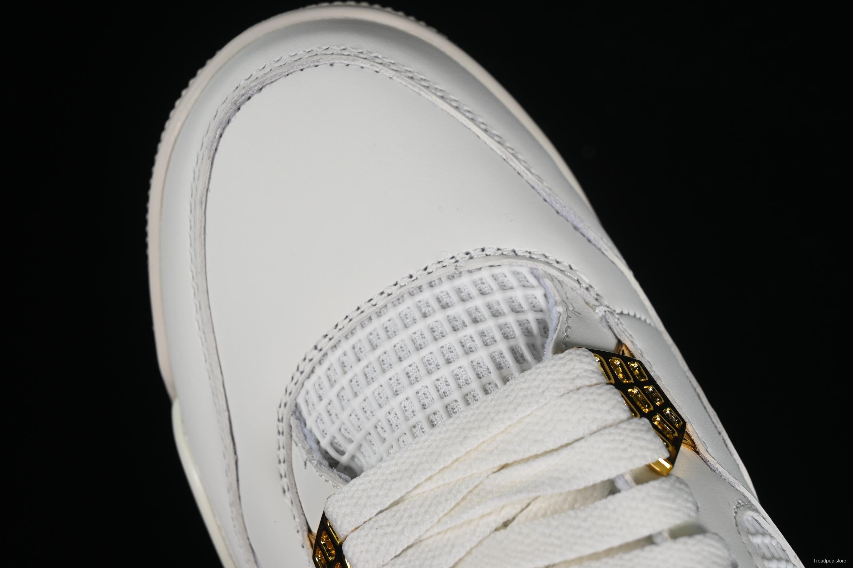 Nike Air Jordan 4 Retro Sneakers with Metallic Gold Accents - AQ9129-170