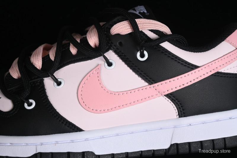 Nike Dunk Low Custom Deconstructed Strap Casual Sneakers in Black Pink - CW1590-100