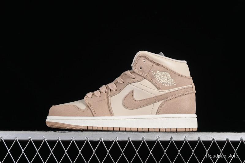 Nike Air Jordan 1 Mid AJ1 Khaki Mid-Top Basketball Shoes - FJ3448-200