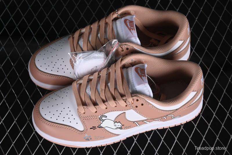 Nike Dunk Low SB Casual Sneakers with Knit Cat and Rose Pink Design - DD1503-118