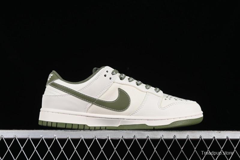 Nike SB Dunk Low Supreme Collaboration - Military Green Canvas Anniversary Custom Low-Top Casual Skate Shoes - BB6698-516