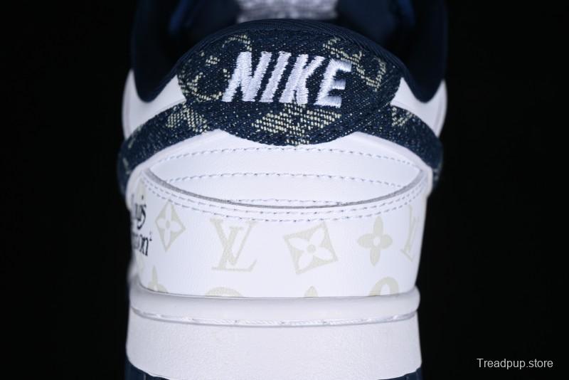 Nike SB Dunk Low LV Collaboration - Blue Midnight Elite Custom Low-Top Casual Skate Shoes - DD1391-122