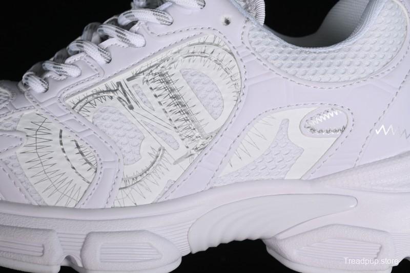 Dior Chrono Round Toe Lace-Up Lifestyle Casual Running Shoes - 10W WHITE