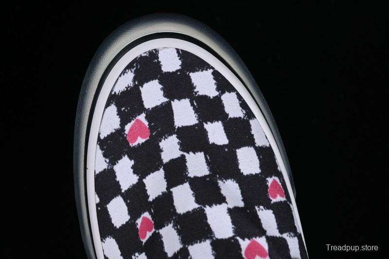 Vans Slip-On Classic Collaborative Hand-Painted Graffiti with Pink Accents and Crystal Outsole Checkerboard Slip-On - VN000CT5BPA