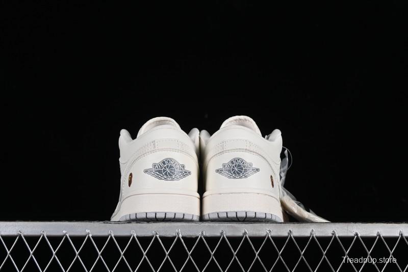 Nike Air Jordan 1 Low BAPE Collaboration - White Grey Basketball Shoes - WG8850-003