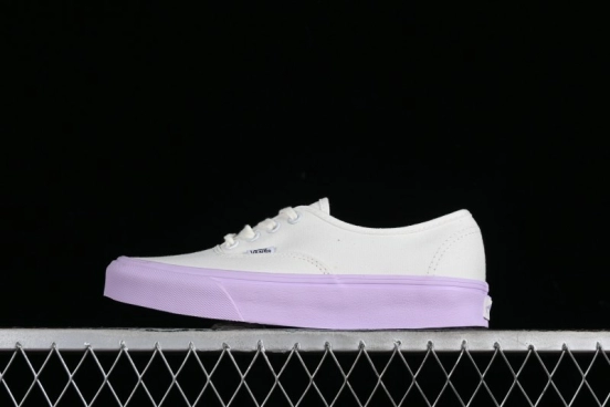 Vans Authentic White Purple Canvas Skate Shoes - VN0009PVCGX