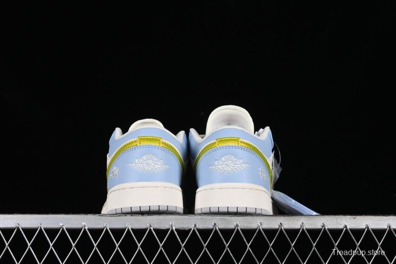 Nike Air Jordan 1 Low Stussy Collaboration - Blue Gold Custom High-End Basketball Shoes - WG8850-007