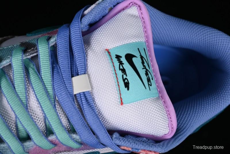 Nike Futura x Dunk Low Pro SB Skate Shoes with Tie-Dye Design - HF6061-400