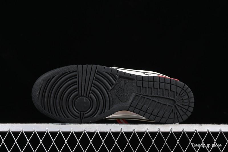 Nike SB Dunk Low Supreme Collaboration - Beige Black Mini Swoosh Anniversary High-End Custom Low-Top Casual Skate Shoes - DJ2024-006