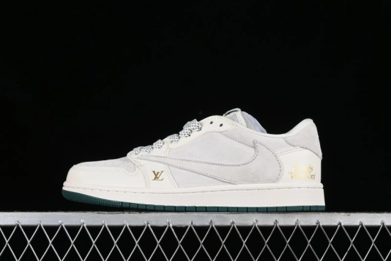 Nike Travis Scott x Fragment Design x Air Jordan 1 Low OG SP AJ1 LV Beige Grey Low-top Casual Sneakers - LJ5188-005