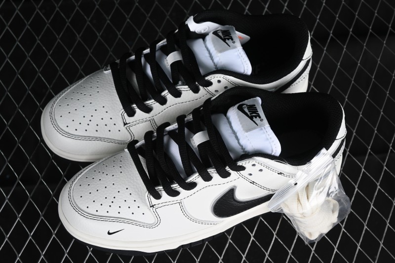 Nike Supreme x SB Dunk Low Casual Skate Shoes in Black and Beige - RM2308-237