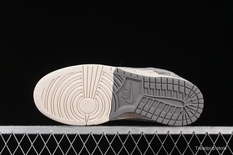 Nike SB Dunk Low Stussy Collaboration - Grey Pig Suede Patchwork Anniversary Custom Low-Top Casual Skate Shoes - CF3688-016
