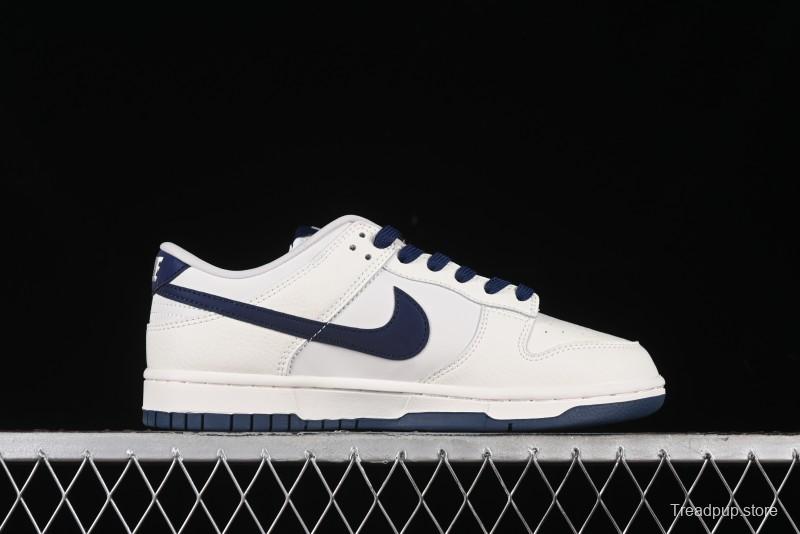 Nike SB Dunk Low Supreme Collaboration - Double Swoosh Beige Navy Anniversary Custom Low-Top Casual Skate Shoes - XX2025-668
