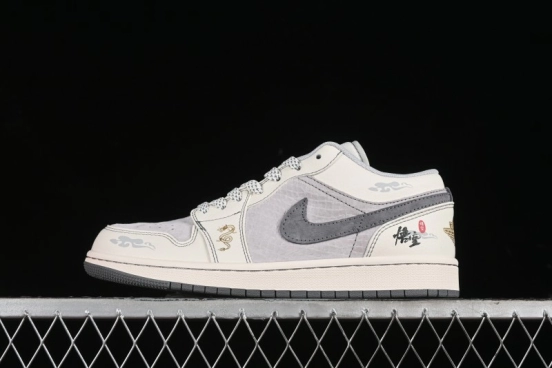 Nike Air Jordan 1 Low Retro Basketball Shoes Custom Black Myth Wukong Design - SJ9950-041