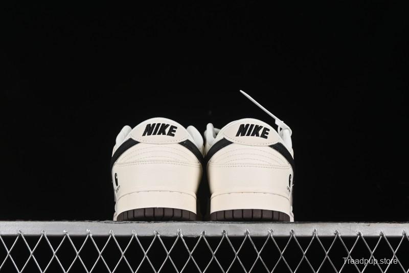 Nike SB Dunk Low Carhartt Collaboration - Off White Black Swoosh Anniversary Customized Low-Top Casual Skate Shoes - SJ1089-007