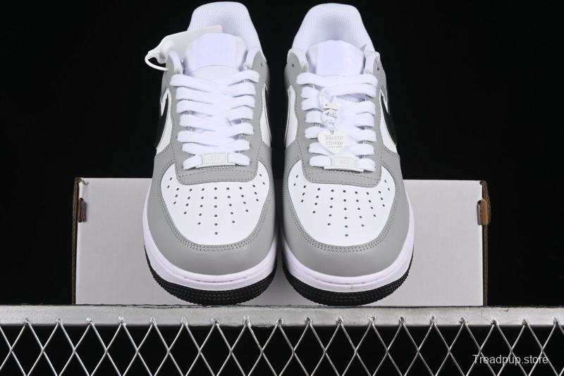 Nike Air Force 1 '07 Low White Grey Black Double Swoosh Casual Sneakers - DY8899-001