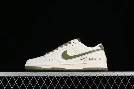 Nike SB Dunk Low NOCTA Anniversary Customized Low-Top Casual Sneakers with White and Green Swoosh - DQ1098-388