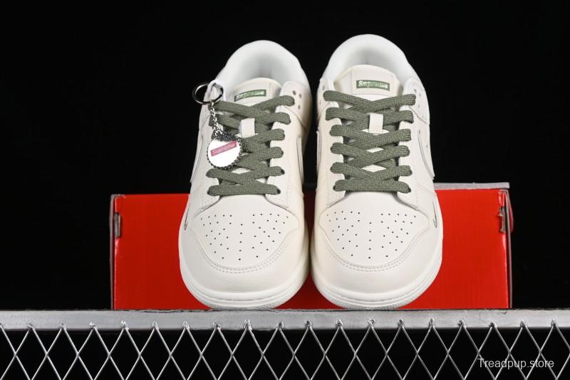 Nike SB Dunk Low Supreme Collaboration - Off-White Green Check Anniversary Customized Low-Top Casual Skate Shoes - DQ1098-391