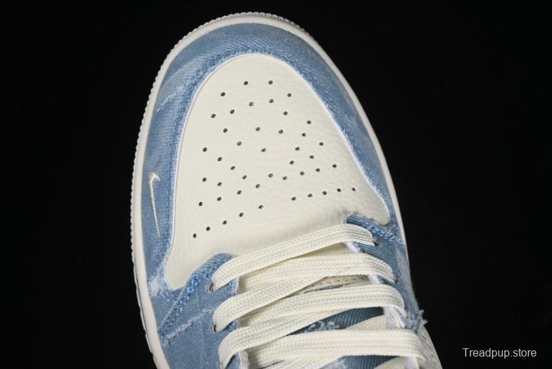 Nike Air Jordan 1 Low MLB Collaboration Retro Blue Denim Custom Basketball Shoes - DC2024-027