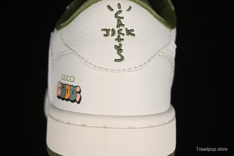 Nike Travis Scott x Fragment Design x Air Jordan 1 Low OG SP AJ1 Retro Sneakers in Off-White & Fresh Green - DM6688-606