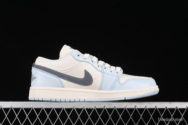 Nike Air Jordan 1 Low Retro Basketball Shoes - Giorgio Armani Collaboration Ice Blue - WG8850-012