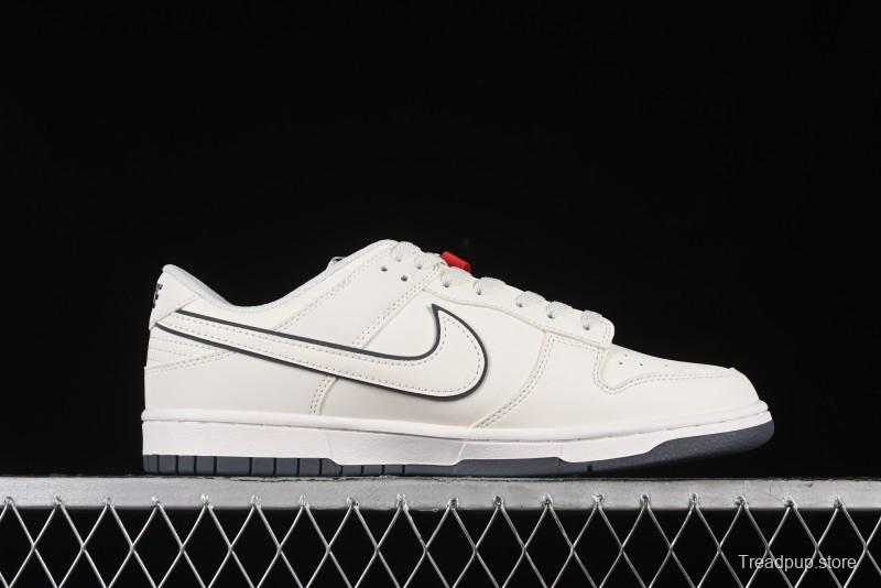 Nike SB Dunk Low Supreme Collaboration - Beige Grey Swoosh Anniversary Customized Low-Top Casual Skate Shoes - DJ2024-014