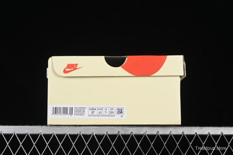 Nike Travis Scott x Fragment Design x Air Jordan 1 Low OG SP AJ1 Supreme Stussy Collaboration - Red Tab Black Warrior Low Top Casual Sneakers - SJ2068-124