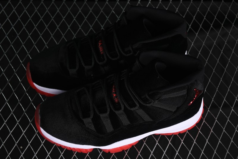 Nike Air Jordan 11 Retro "Bred Velvet" Basketball Shoes with Velvet Overlay - DB5457-061