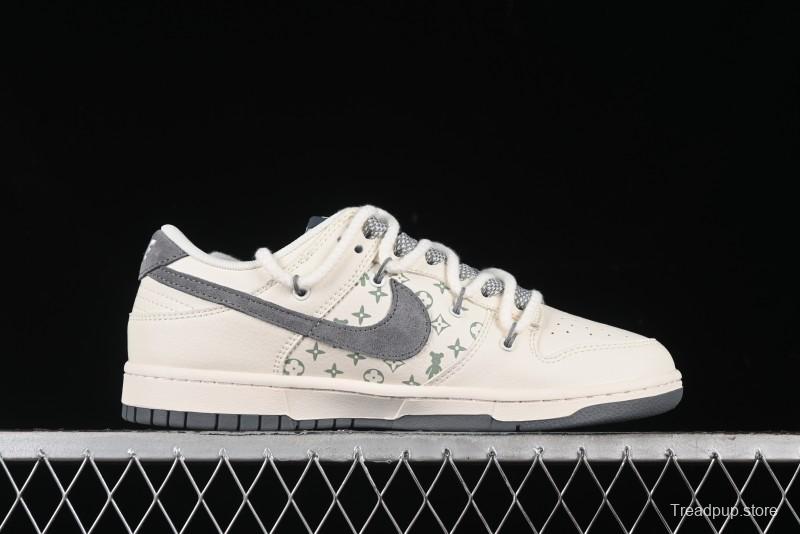 Nike SB Dunk Low Violent Bear Series - Lace-Up Beige with Grey Check - Anniversary Custom Edition Low-Top Casual Skate Shoes - SJ2068-289