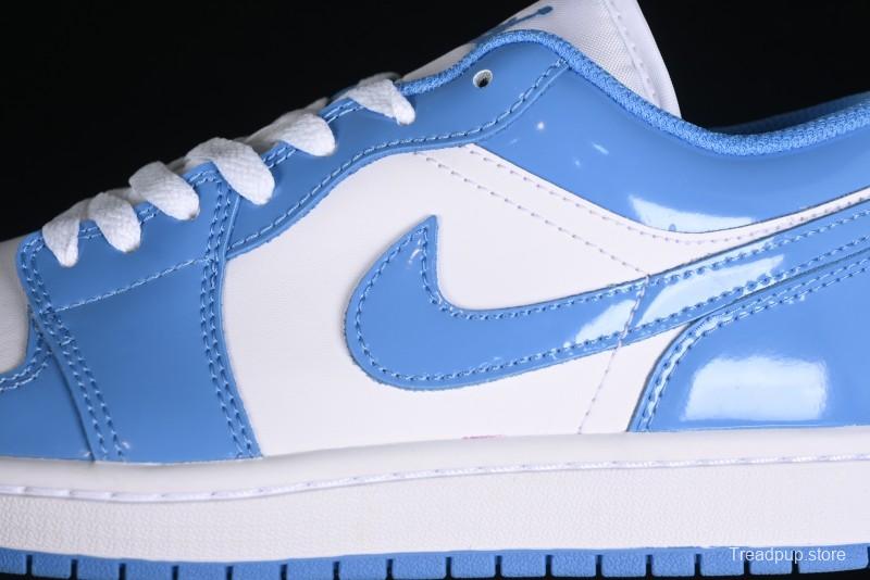 Nike Air Jordan 1 Low AJ1 Patent Leather Blue Casual Sneakers - FZ2138-114