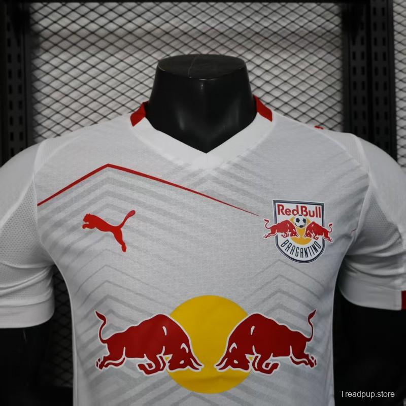 Player Version 25/26 RB Leipzig White with Chevron Pattern and Red Bull Logo Jersey