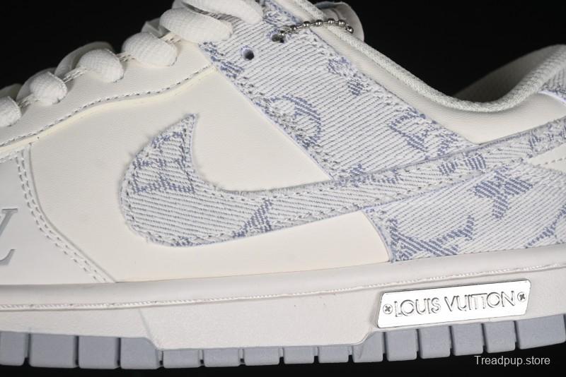 Nike SB Dunk Low LV Collaboration - Purple Denim with White and Purple Swoosh Anniversary High-End Custom Low-Top Casual Sneakers - DJ2024-010
