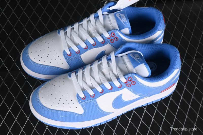 Nike SB Dunk Low Supreme Collaboration - Woven Blue Swoosh Anniversary Custom Low-Top Casual Skate Shoes - KK1888-015