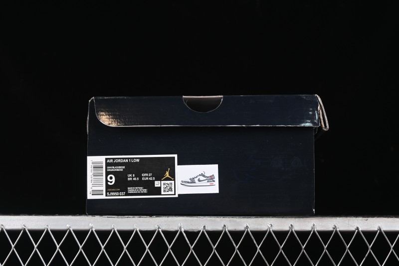 Nike Air Jordan 1 Low AJ1 Dior Collaboration - Grey Blue Red Label Retro Basketball Shoes - SJ9950-037