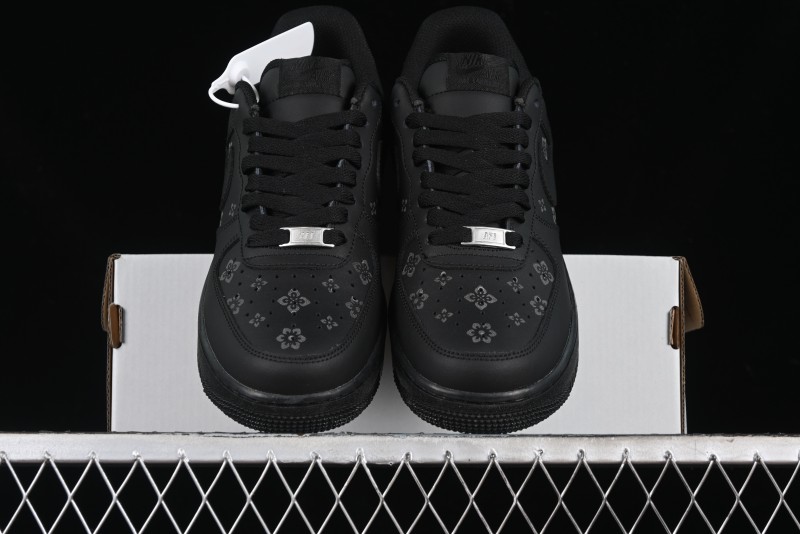 Nike Air Force 1 '07 Low LV Custom All Black Casual Sneakers - 315122-101