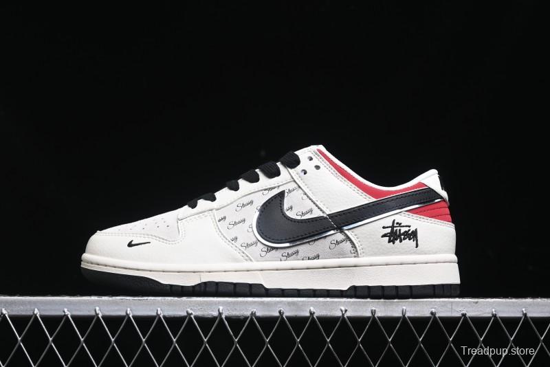 Nike SB Dunk Low Stussy Collaboration - Beige Black Swoosh Silver Edge Anniversary High-End Custom Low-Top Casual Sneakers - XX3168-306