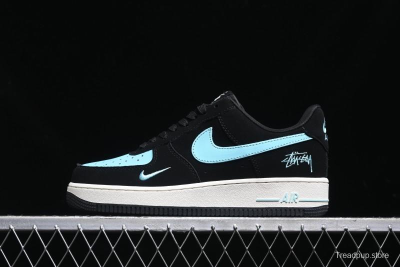 Nike Air Force 1 '07 Low Stussy Collaboration - Black Tiffany Low-Top Casual Sneakers - KK1988-030