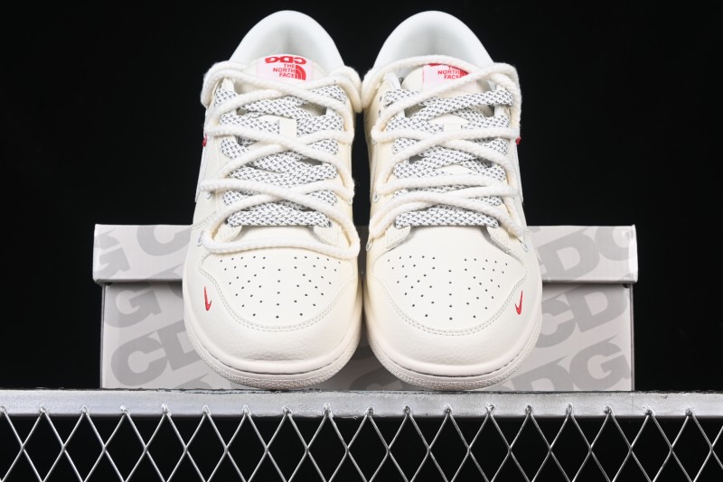 Nike SB Dunk Low x The North Face x Supreme Series - Strap Beige White Hook Anniversary High-End Custom Low-Top Casual Skate Shoes - YX5066-229