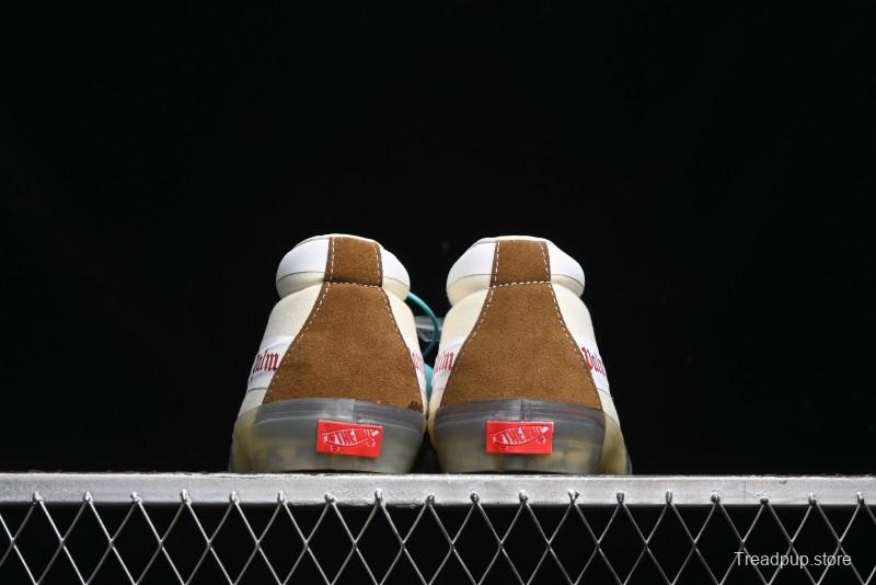 Palm Angels x Vans Sk8-Mid Collaboration Mid-Top Skate Shoes with Distressed Sole - VN000CRPGRN