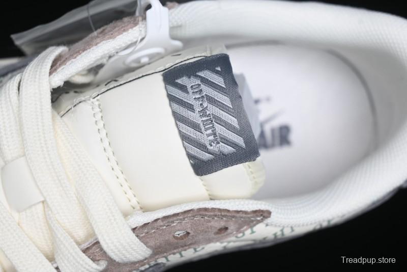 Nike Travis Scott x Fragment Design x Air Jordan 1 Low OG SP AJ1 OF Collaboration - Latte Grey Low Top Casual Sneakers - SJ2068-109