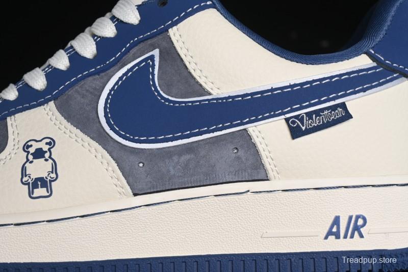 Nike Air Force 1 '07 Low Violent Bear Collaboration - Grey Beige Blue Low-Top Casual Sneakers - KK1988-017