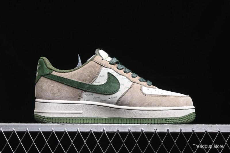 Nike Air Force 1 '07 Low Stussy Collaboration Light Brown Green Low-Top Casual Sneakers - XZ6188-666