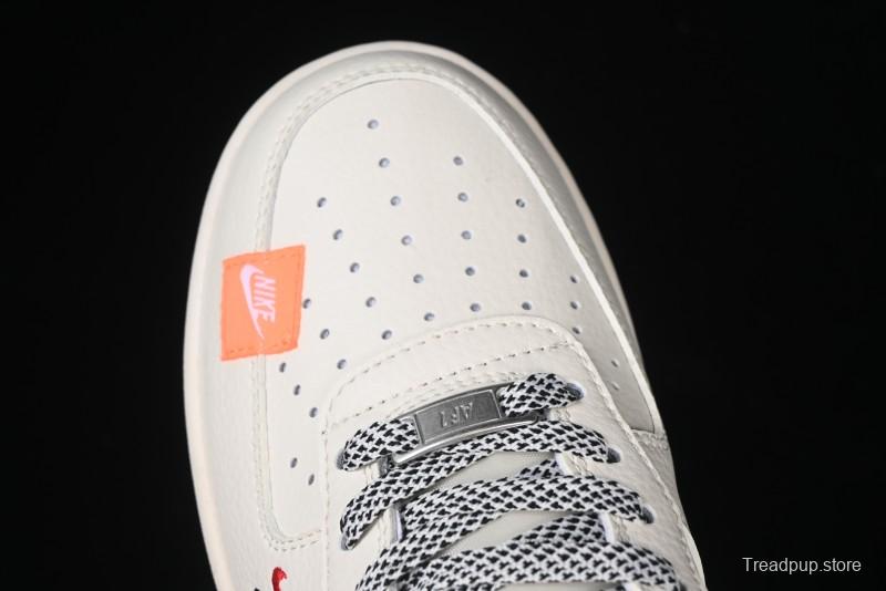 Nike Air Force 1 '07 Low Stussy Collaboration - Black Woven Label Low-Top Casual Sneakers - SJ6698-011