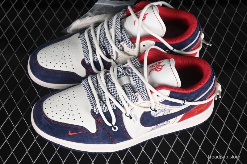 Nike Air Jordan 1 Low OG SP AJ1 Year of the Snake Limited Edition Red Blue Drawstring Low-Top Casual Sneakers - SJ9950-051