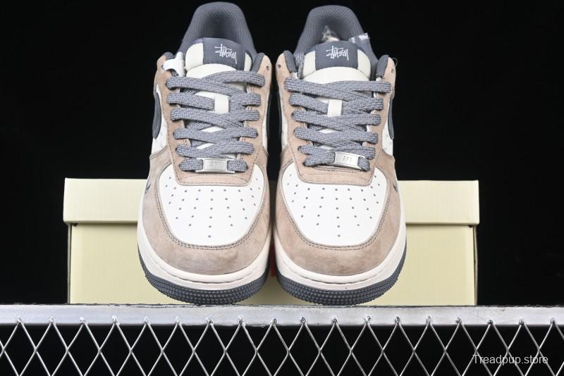 Nike Air Force 1 '07 Low Stussy Collaboration - Lambskin Brown Low-Top Casual Sneakers - XZ6188-888