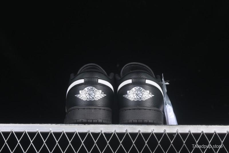 Nike Air Jordan 1 Low AJ1 Basketball Shoes in Black and White Canvas and Leather - HV5968-001