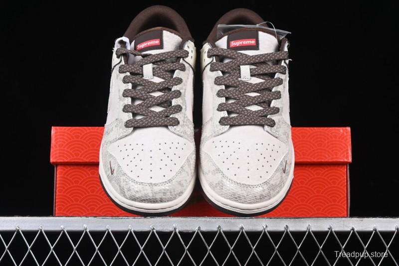 Nike SB Dunk Low Supreme Year of the Snake Limited Edition Grey Python Print Anniversary Custom Low-Top Casual Sneakers - XS1086-018