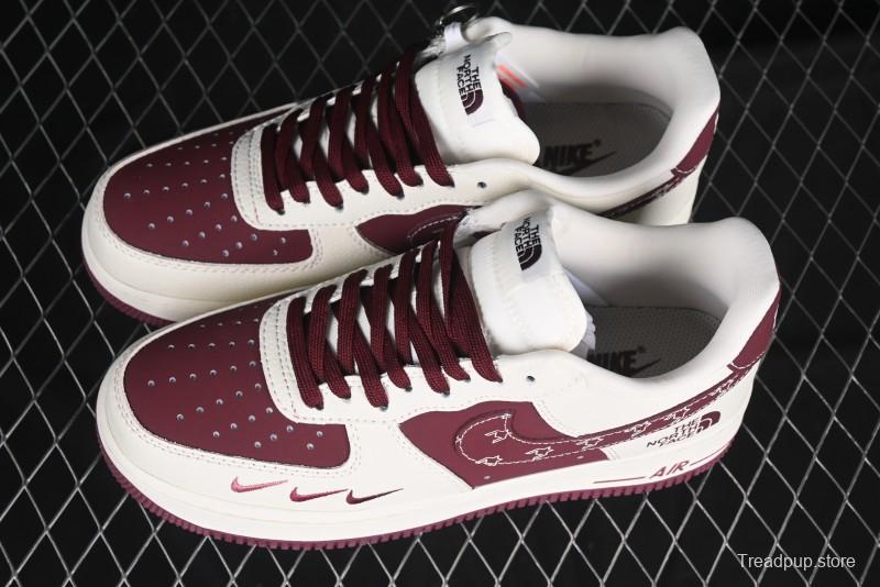 Nike Air Force 1 '07 Low The North Face Collaboration Burgundy Swoosh Casual Sneakers - KK1988-042