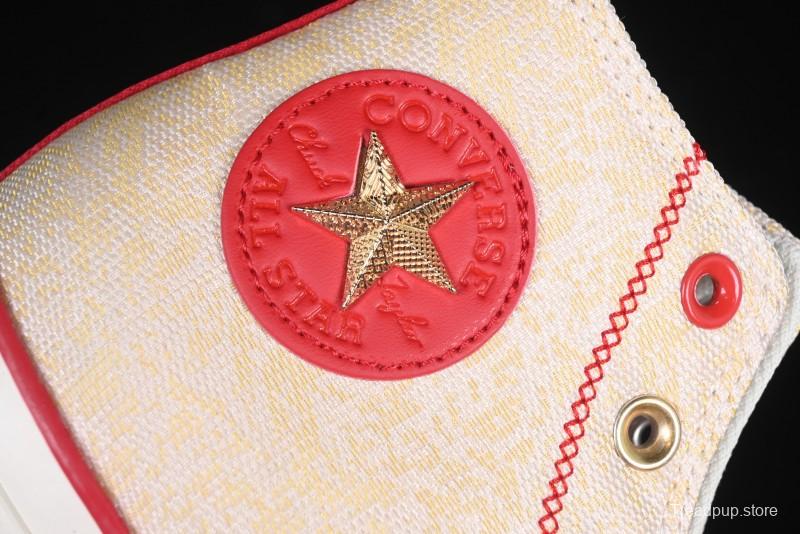 Converse 1970s CNY Year of the Snake Limited Edition High-Top Canvas Sneakers with Gold Star Chain and Metallic Snake Lace Jewelry - A13351C